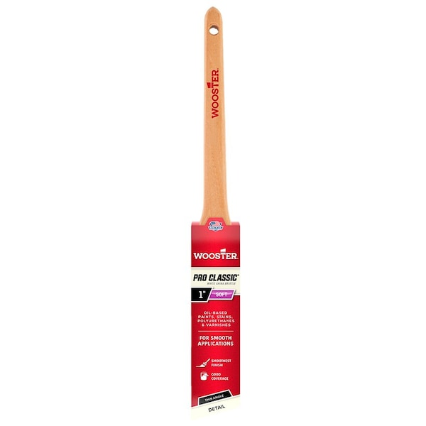 Wooster 1" Angle Sash Soft, White China Bristle, Paint Brush, Sealed Maple Wood Handle Z1216 - main